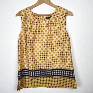 Carre Noir Sz. M Mixed geometric pattern, color block, yellow button up tank